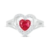 Thumbnail Image 3 of Heart-Shaped Lab-Created Ruby & White Lab-Created Sapphire Ring Sterling Silver