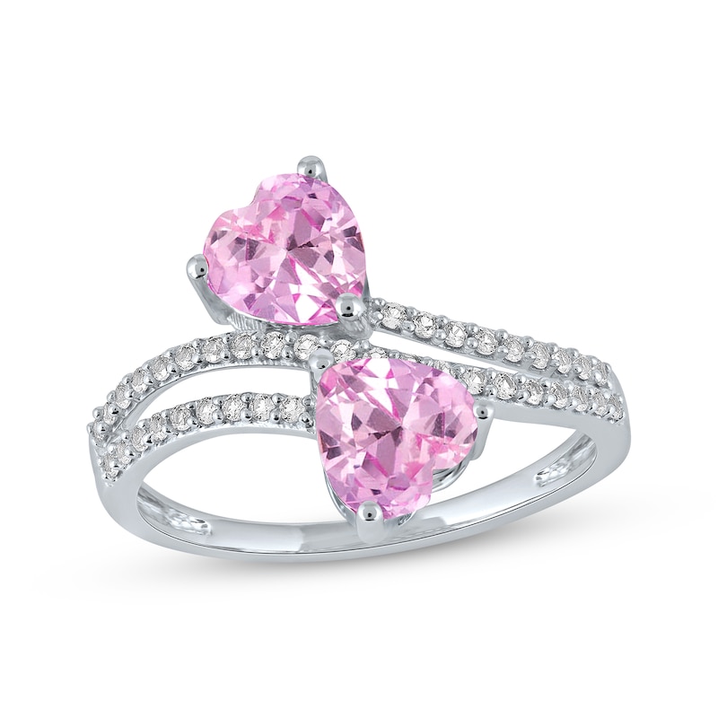 Kay Outlet Heart-Shaped Pink & White Lab-Created Sapphire Ring Sterling Silver