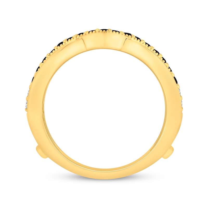 Black & White Diamond Contoured Enhancer Ring 1 ct tw 14K Yellow Gold