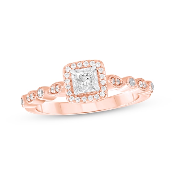 Princess-Cut Diamond Engagement Ring 1/3 ct tw 14K Rose Gold