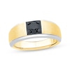 Thumbnail Image 0 of Men's Black Diamond Solitaire Brushed Wedding Band 3/4 ct tw 10K Two-Tone Gold