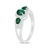 Thumbnail Image 1 of Oval-Cut & Pear-Shaped Lab-Created Emerald & White Lab-Created Sapphire Three-Stone Ring Sterling Silver