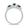 Thumbnail Image 2 of Oval-Cut & Pear-Shaped Lab-Created Emerald & White Lab-Created Sapphire Three-Stone Ring Sterling Silver