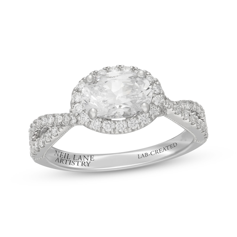 Main Image 1 of Neil Lane Artistry Oval-Cut Lab-Grown Diamond Halo Engagement Ring 1-1/2 ct tw 14K White Gold