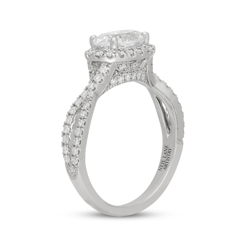 Main Image 2 of Neil Lane Artistry Oval-Cut Lab-Grown Diamond Halo Engagement Ring 1-1/2 ct tw 14K White Gold