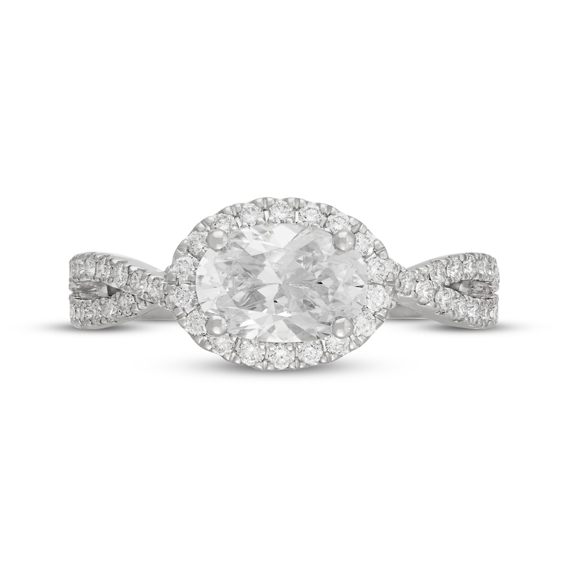 Main Image 3 of Neil Lane Artistry Oval-Cut Lab-Grown Diamond Halo Engagement Ring 1-1/2 ct tw 14K White Gold