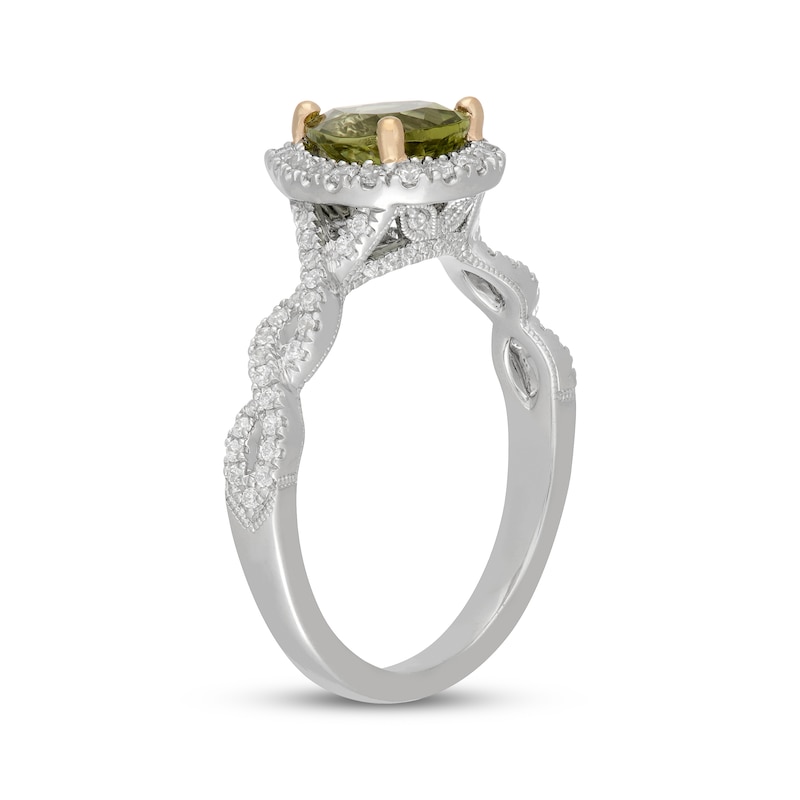 Main Image 2 of Neil Lane Pear-Shaped Peridot & Diamond Halo Engagement Ring 3/8 ct tw 14K White Gold