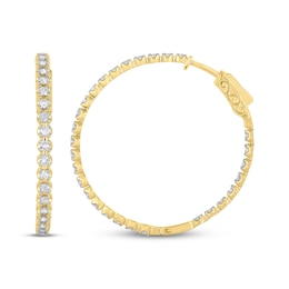 Lab-Grown Diamonds by KAY Inside-Out Hoop Earrings 2 ct tw 14K Yellow Gold 39mm