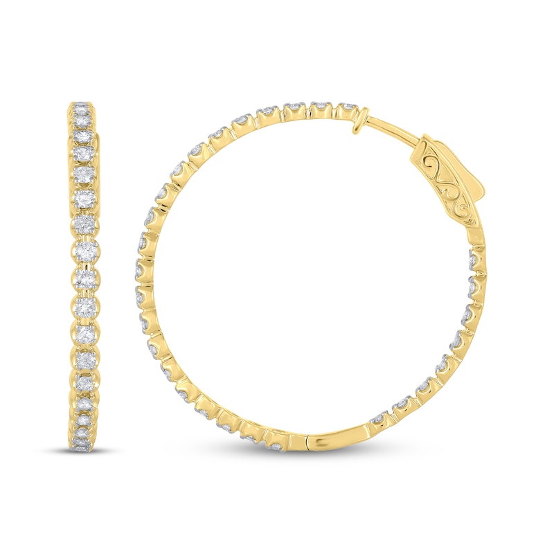 Main Image 1 of Lab-Grown Diamonds by KAY Inside-Out Hoop Earrings 2 ct tw 14K Yellow Gold 39mm