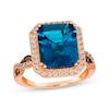 Thumbnail Image 1 of Le Vian Emerald-Cut Blue Topaz Ring 3/8 ct tw Diamonds 14K Strawberry Gold