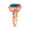 Thumbnail Image 2 of Le Vian Emerald-Cut Blue Topaz Ring 3/8 ct tw Diamonds 14K Strawberry Gold