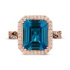 Thumbnail Image 4 of Le Vian Emerald-Cut Blue Topaz Ring 3/8 ct tw Diamonds 14K Strawberry Gold