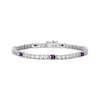 Thumbnail Image 1 of Emerald-Cut Amethyst & White Lab-Created Sapphire Bracelet Sterling Silver 7.25&quot;