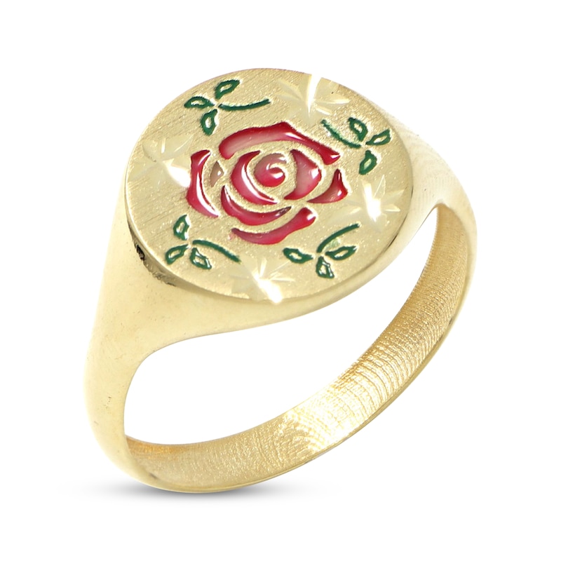 Main Image 1 of Rose Signet Ring 14K Yellow Gold