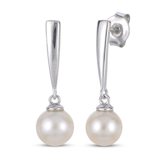 Cultured Pearl Drop Earrings Sterling Silver