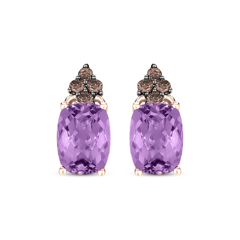 Main Image 2 of Le Vian Cushion-Cut Amethyst Earrings 1/10 ct tw Diamonds 14K Strawberry Gold