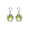 Thumbnail Image 1 of Oval-Cut Peridot & White Lab-Created Drop Earrings Sterling Silver