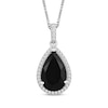 Thumbnail Image 0 of Pear-Shaped Black Onyx & White Lab-Created Sapphire Necklace Sterling Silver 18"