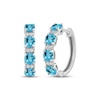 Thumbnail Image 1 of Swiss Blue Topaz & White Lab-Created Sapphire Hoop Earrings Sterling Silver