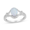 Thumbnail Image 1 of Oval-Cut Lab-Created Opal & White Lab-Created Sapphire Ring Sterling Silver