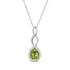 Thumbnail Image 1 of Pear-Shaped Peridot & White Lab-Created Sapphire Twist Drop Necklace Sterling Silver 18&quot;