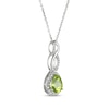 Thumbnail Image 2 of Pear-Shaped Peridot & White Lab-Created Sapphire Twist Drop Necklace Sterling Silver 18&quot;