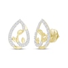 Thumbnail Image 1 of Diamond Leaf Teardrop Frame Earrings 1/5 ct tw 10K Yellow Gold