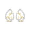 Thumbnail Image 2 of Diamond Leaf Teardrop Frame Earrings 1/5 ct tw 10K Yellow Gold