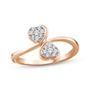 Thumbnail Image 1 of Multi-Diamond Double Heart Ring 1/8 ct tw 10K Rose Gold