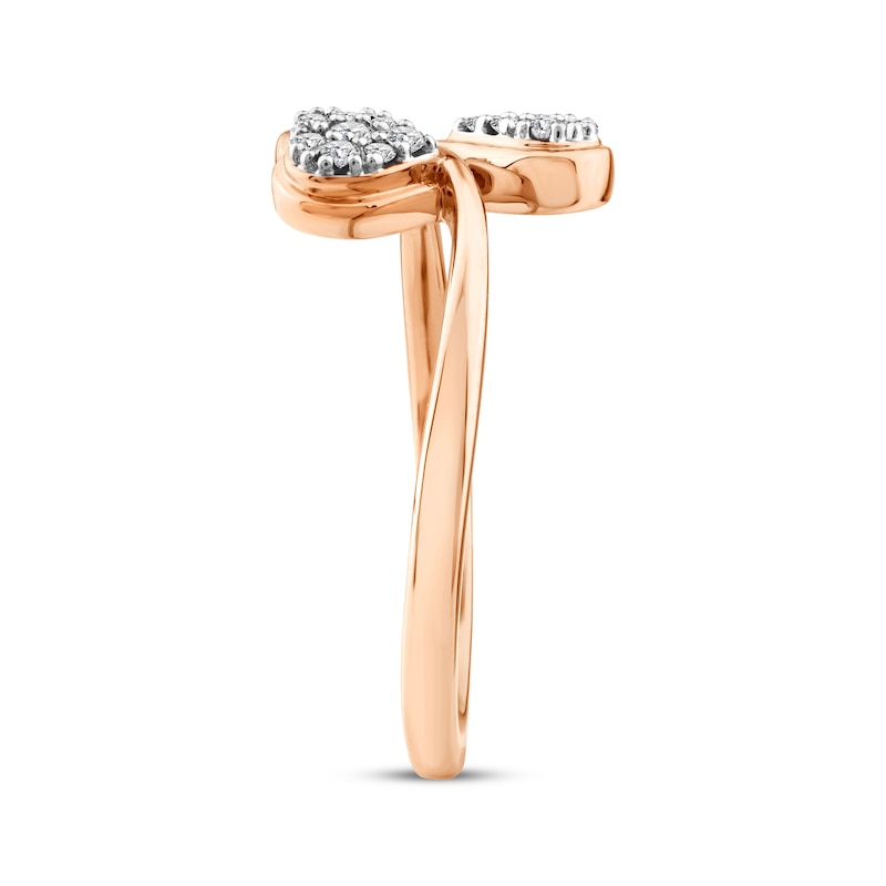 Main Image 2 of Multi-Diamond Double Heart Ring 1/8 ct tw 10K Rose Gold