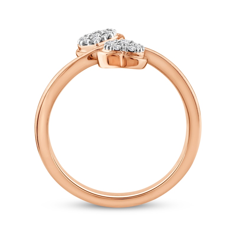 Main Image 3 of Multi-Diamond Double Heart Ring 1/8 ct tw 10K Rose Gold