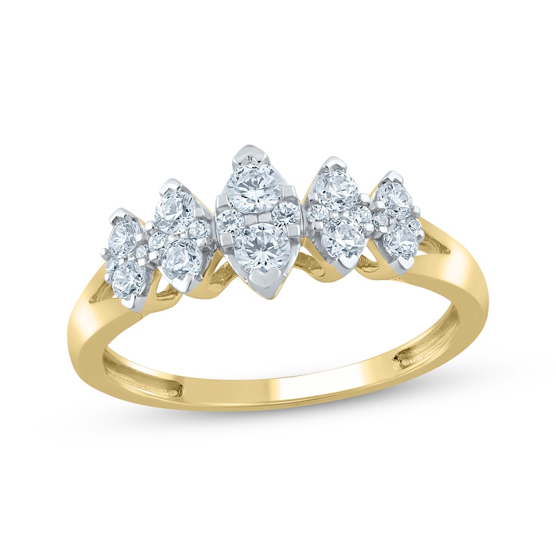 Main Image 1 of Diamond Marquise Frame Fashion Ring 1/2 ct tw 10K Yellow Gold