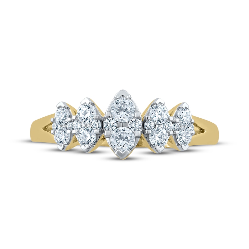 Main Image 3 of Diamond Marquise Frame Fashion Ring 1/2 ct tw 10K Yellow Gold