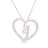 Thumbnail Image 1 of Lab-Grown Diamonds by KAY Pear-Shaped & Round-Cut Open Heart Necklace 1-1/2 ct tw 14K Rose Gold 18&quot;