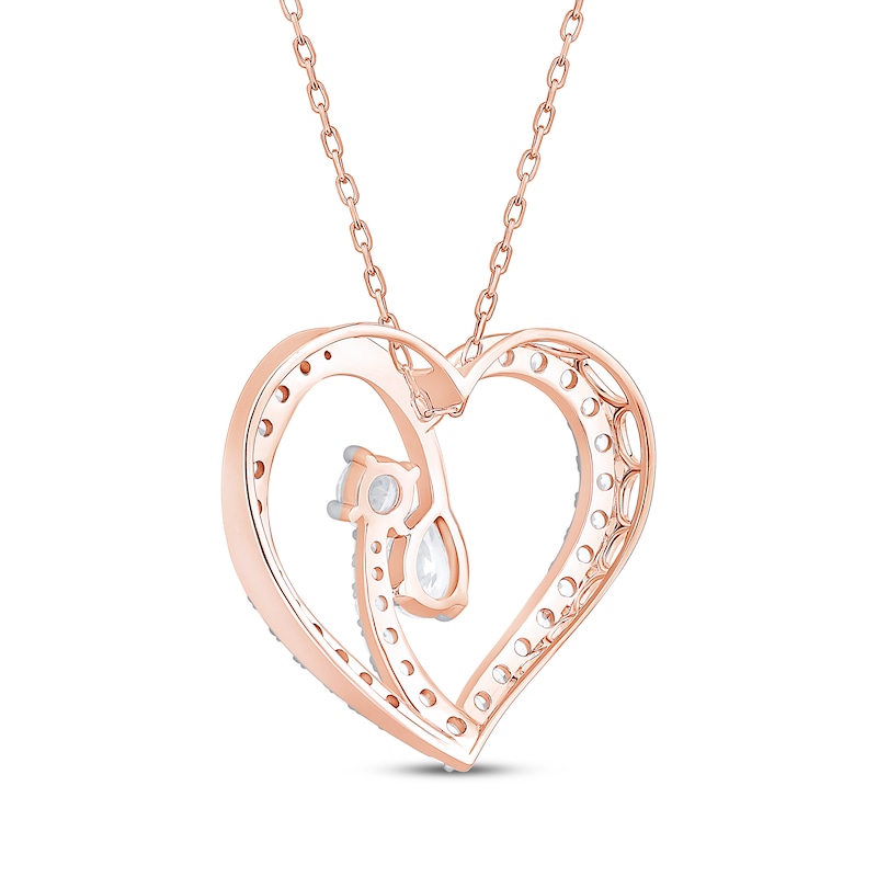 Main Image 3 of Lab-Grown Diamonds by KAY Pear-Shaped & Round-Cut Open Heart Necklace 1-1/2 ct tw 14K Rose Gold 18&quot;