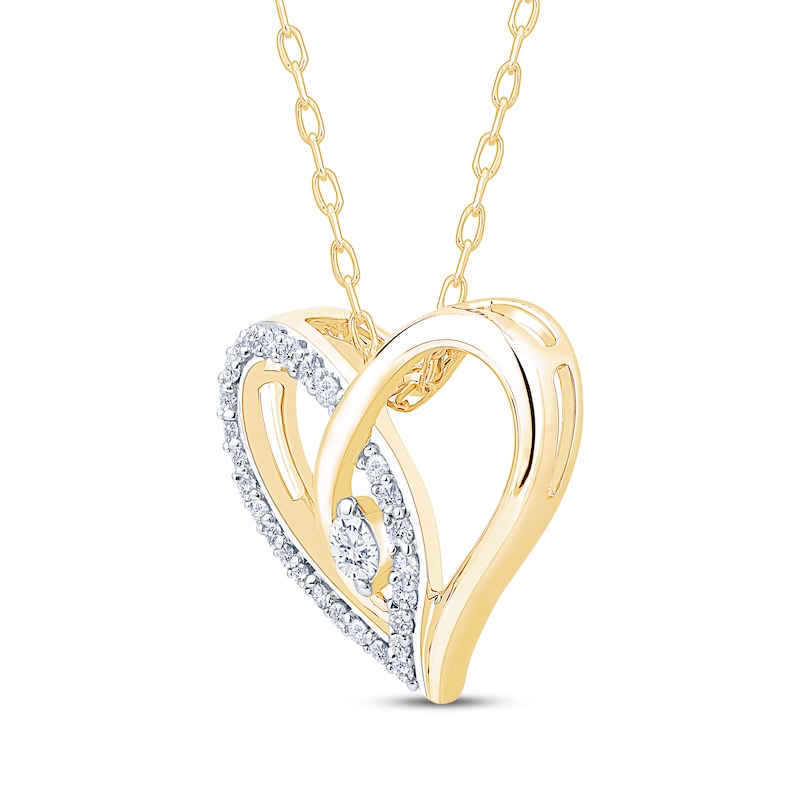 Main Image 2 of Diamond Looping Heart Necklace 1/5 ct tw 10K Yellow Gold 18&quot;