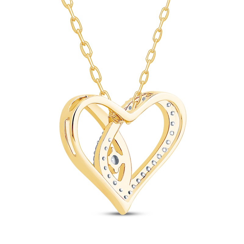 Main Image 3 of Diamond Looping Heart Necklace 1/5 ct tw 10K Yellow Gold 18&quot;