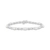 Thumbnail Image 1 of Cultured Pearl & White Lab-Created Sapphire Crisscross Link Bracelet Sterling Silver 7.25&quot;