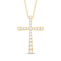 Diamond Cross Necklace 1 ct tw 10K Yellow Gold 18&quot;