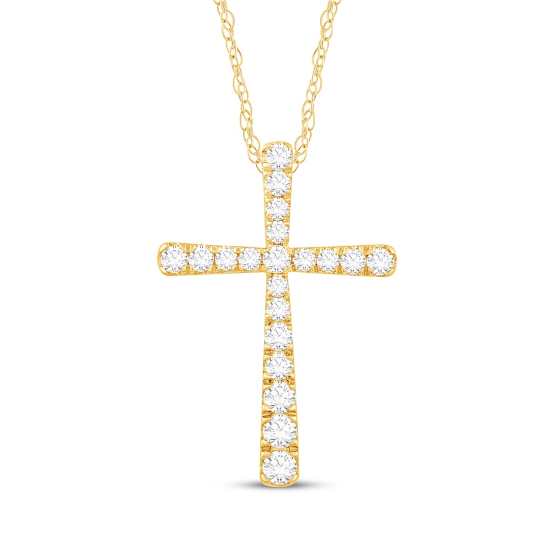 Main Image 1 of Diamond Cross Necklace 1 ct tw 10K Yellow Gold 18&quot;