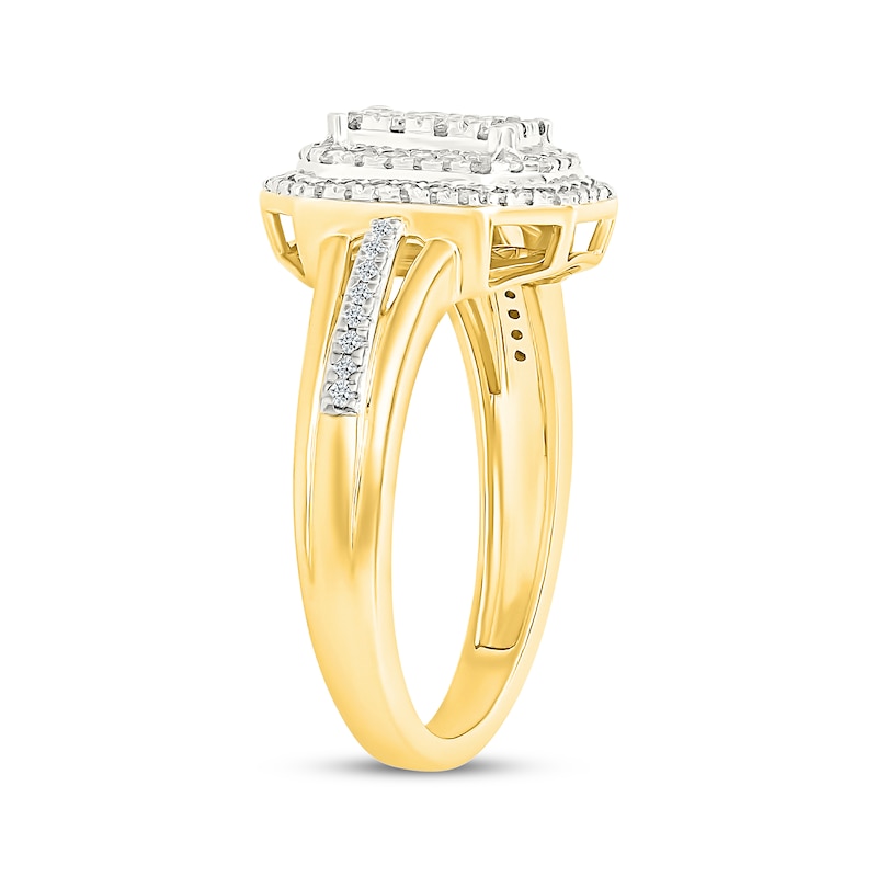 Main Image 2 of Multi-Diamond Center Double Octagon Halo Ring 1/2 ct tw 10K Yellow Gold