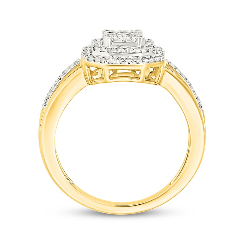 Main Image 3 of Multi-Diamond Center Double Octagon Halo Ring 1/2 ct tw 10K Yellow Gold