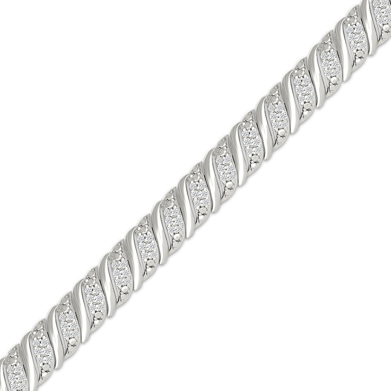 Main Image 2 of Diamond Alternating S-Link Bracelet 1 ct tw Sterling Silver 7&quot;