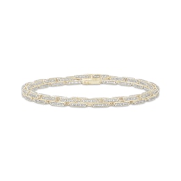 Men's Diamond Hollow Beveled-Link Bracelet 2 ct tw 10K Yellow Gold 8.5&quot;