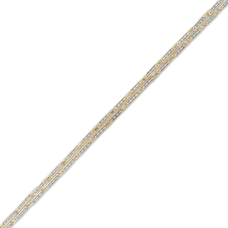 Men's Diamond Hollow Beveled-Link Bracelet 2 ct tw 10K Yellow Gold 8.5"