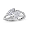 Thumbnail Image 1 of Toi et Moi Pear-Shaped & Oval-Cut Lab-Grown diamond Engagement Ring 2-1/4 ct tw 14K White Gold