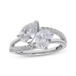 Toi et Moi Pear-Shaped & Oval-Cut Lab-Grown diamond Engagement Ring 2-1/4 ct tw 14K White Gold