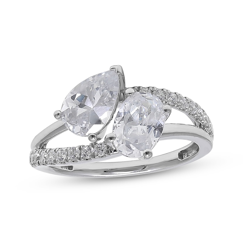 Main Image 1 of Toi et Moi Pear-Shaped & Oval-Cut Lab-Grown diamond Engagement Ring 2-1/4 ct tw 14K White Gold