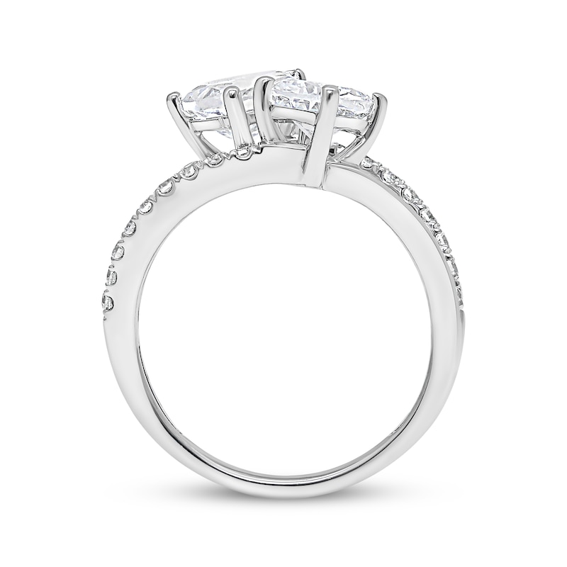 Main Image 2 of Toi et Moi Pear-Shaped & Oval-Cut Lab-Grown diamond Engagement Ring 2-1/4 ct tw 14K White Gold