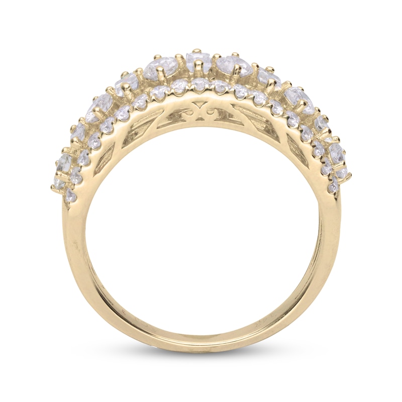 Main Image 3 of Round & Baguette-Cut Diamond Anniversary Ring 1-1/4 ct tw 14K Yellow Gold